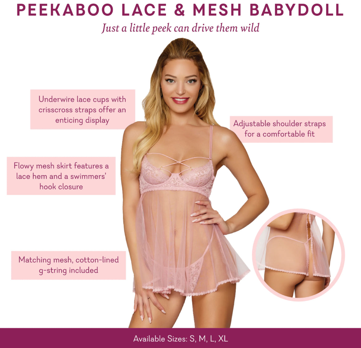 Peekaboo Lace & Mesh Babydoll